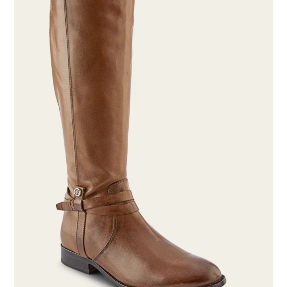 Frye Melissa belted tall boots in dark taupe